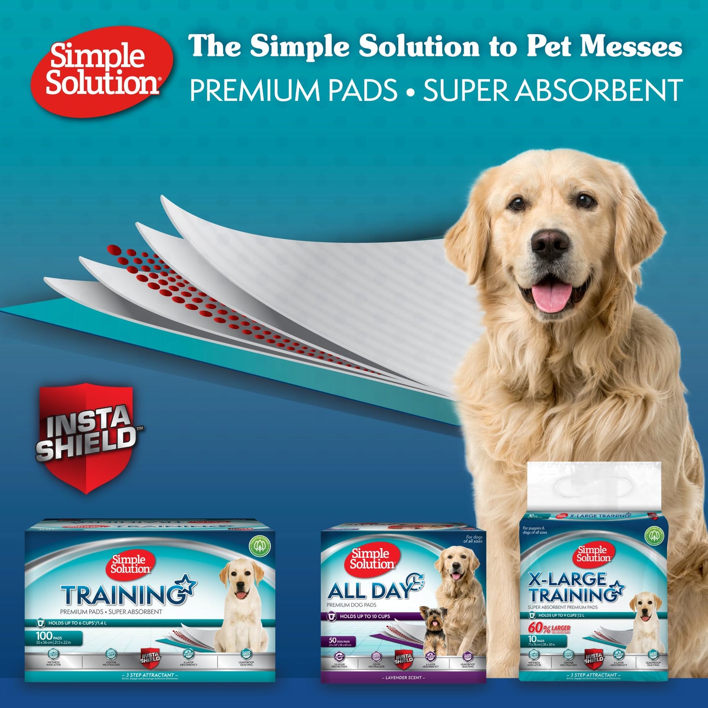 Simple Solution 6-Layer All Day Premium Dog Pads - Lavender Scent pack of 50