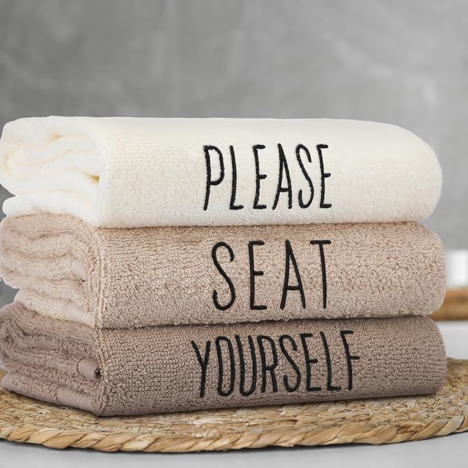 3 Pcs Decorative Hand Towels for Bathroom and Kitchen Rustic Embroidered 100%