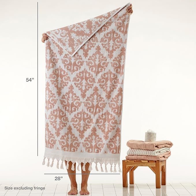 SKL Home Mirage Fringe 100% Turkish Cotton Bath Towel