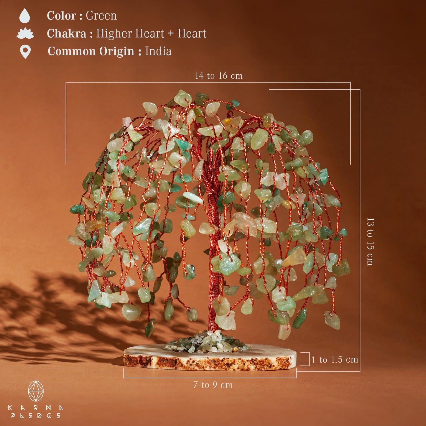 KARMAPLEDGE Chakra Tree of Life Birthday Gifts for Women, Home and Office Decor, Handmade Green Aventurine Crystal Tree for Money, Positivity, Reiki Healing, Spiritual Good Luck Gifts for Mom & Dad