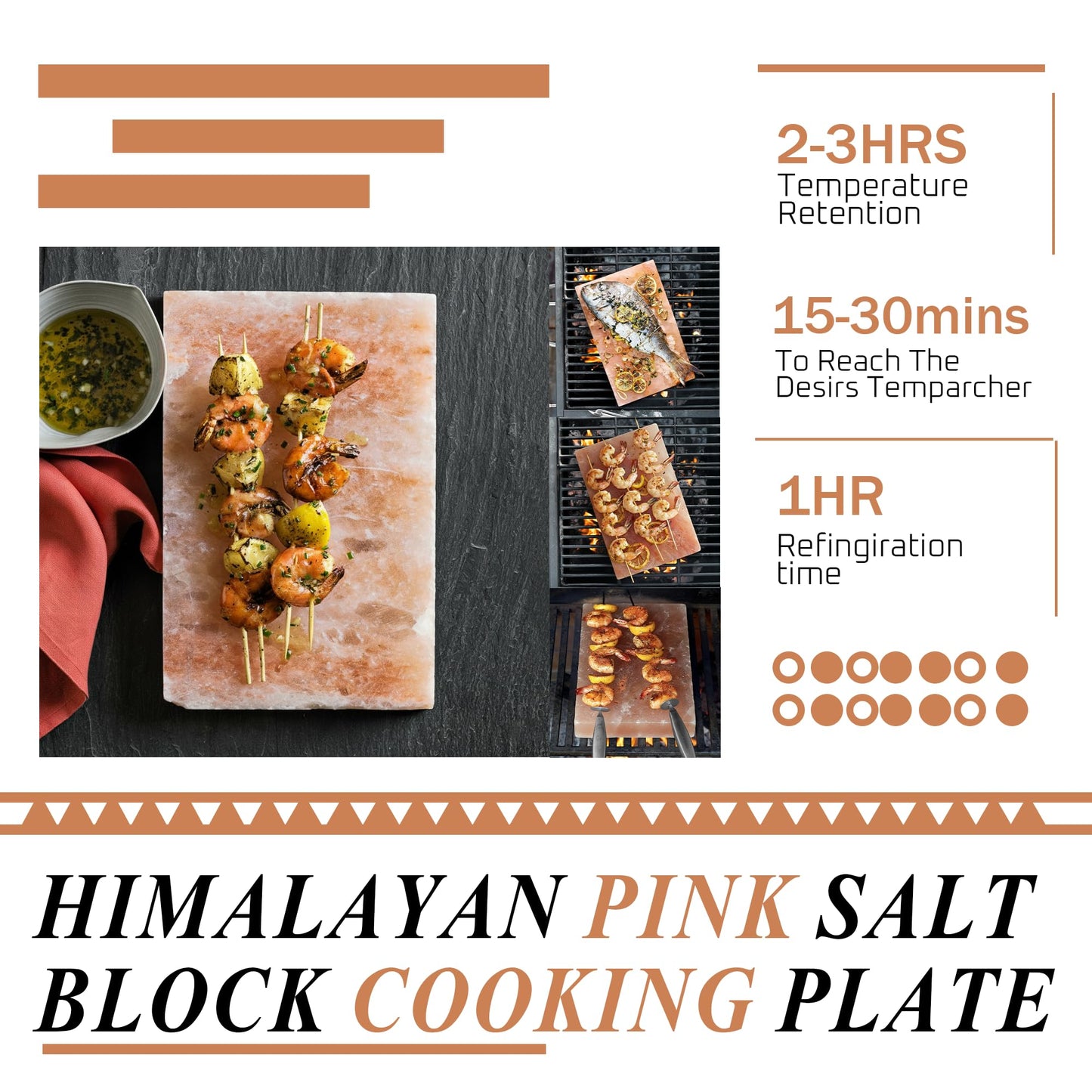 Himalayan Pink Salt Blocks for Cooking & Grilling – Pack of 6 | 8” x 4” x 1” Natural Food-Grade Salt Slabs for BBQ, Steak, Seafood, & Serving