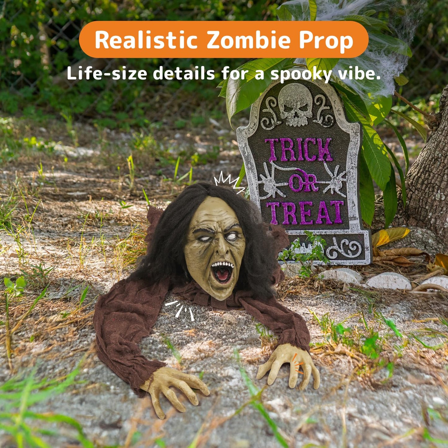 PREXTEX Crawling Zombie Halloween Decoration - Zombies Coming Out of Ground Prop - Creepy Outdoor Zombie Yard Decorations for Haunted Houses, Graveyards, and Halloween Parties - 6 x 5 x 7 Inches