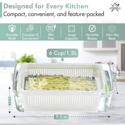 Kitchenvelly Vegetable Chopper 16 in 1 with Container, Veggie Chopper Food Chopper and Dicer, Onion Chopper Vegetable Cutter with 8 Stainless Steel Blades, Easy Meal Prep Kitchen Tool, Blue