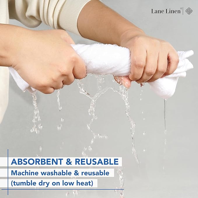LANE LINEN 6 PC Wash Cloths Bathroom Set -100% Cotton Highly Absorbent
