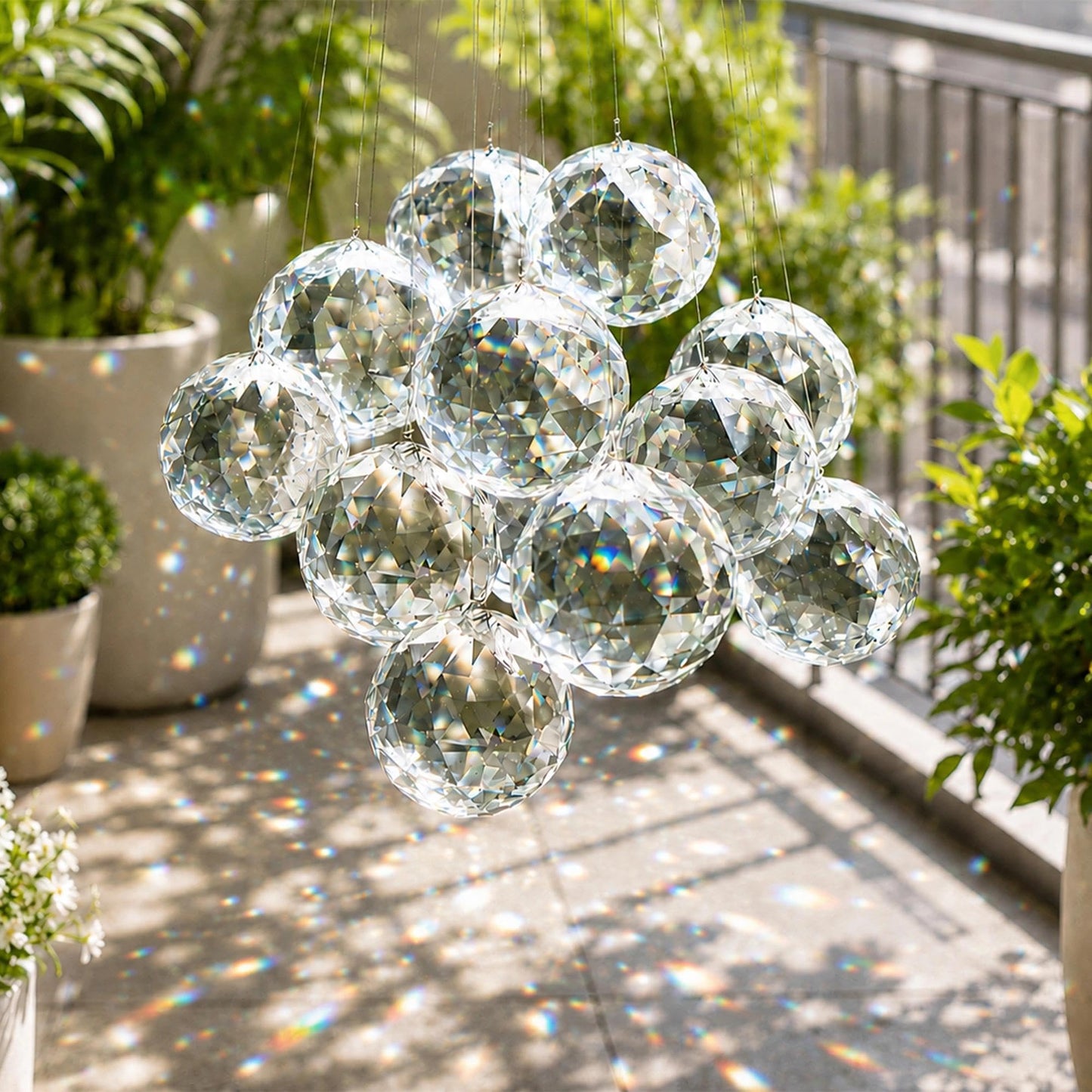 LOULIQIGIFT 10Pcs 40mm Clear Crystal Ball Prisms Hanging Crystals Pendants with 2026 Star Charms for Wedding, Windows, Chandelier, Mothers Day Decorations