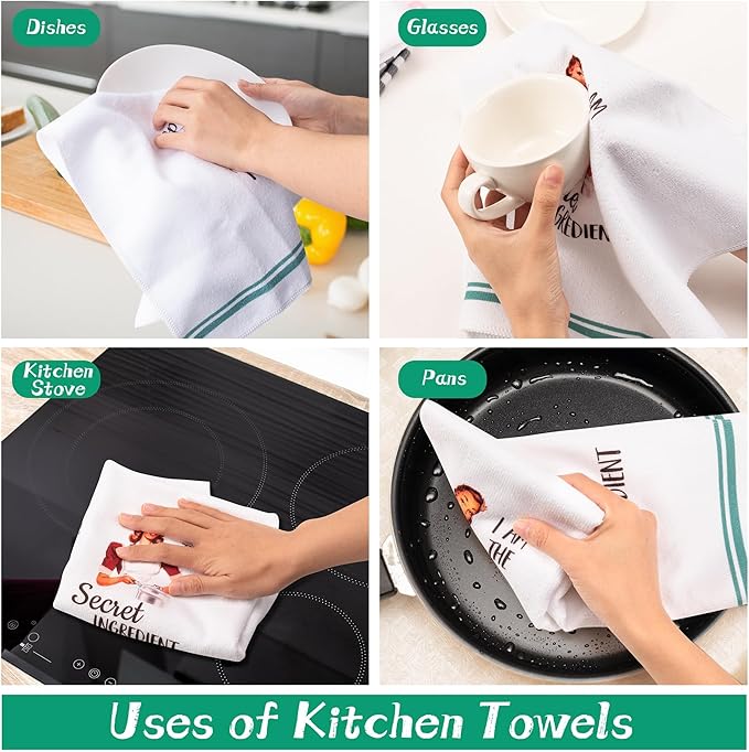R HORSE 5Pcs Kitchen Dish Towel Funny Joked Themed Kitchen Dishcloth Absorbent