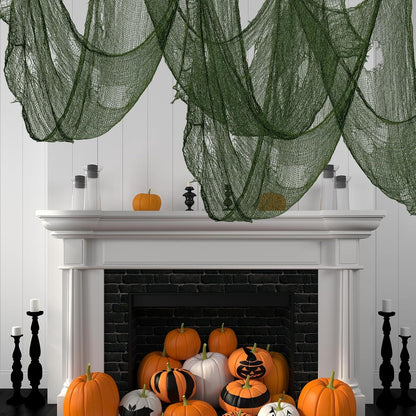 Halloween Green Creepy Cloth 79 X 197 Inch Green Spooky Scary Gauze Spooky Fabric Cloth for Haunted House Halloween Party Doorways Outdoors Decoration