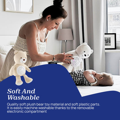 Chicco First Dreams Teddy Bear with Night Light, Neutral | Projects Stars, Lighting Effects, Relaxing Music, Calming for Baby