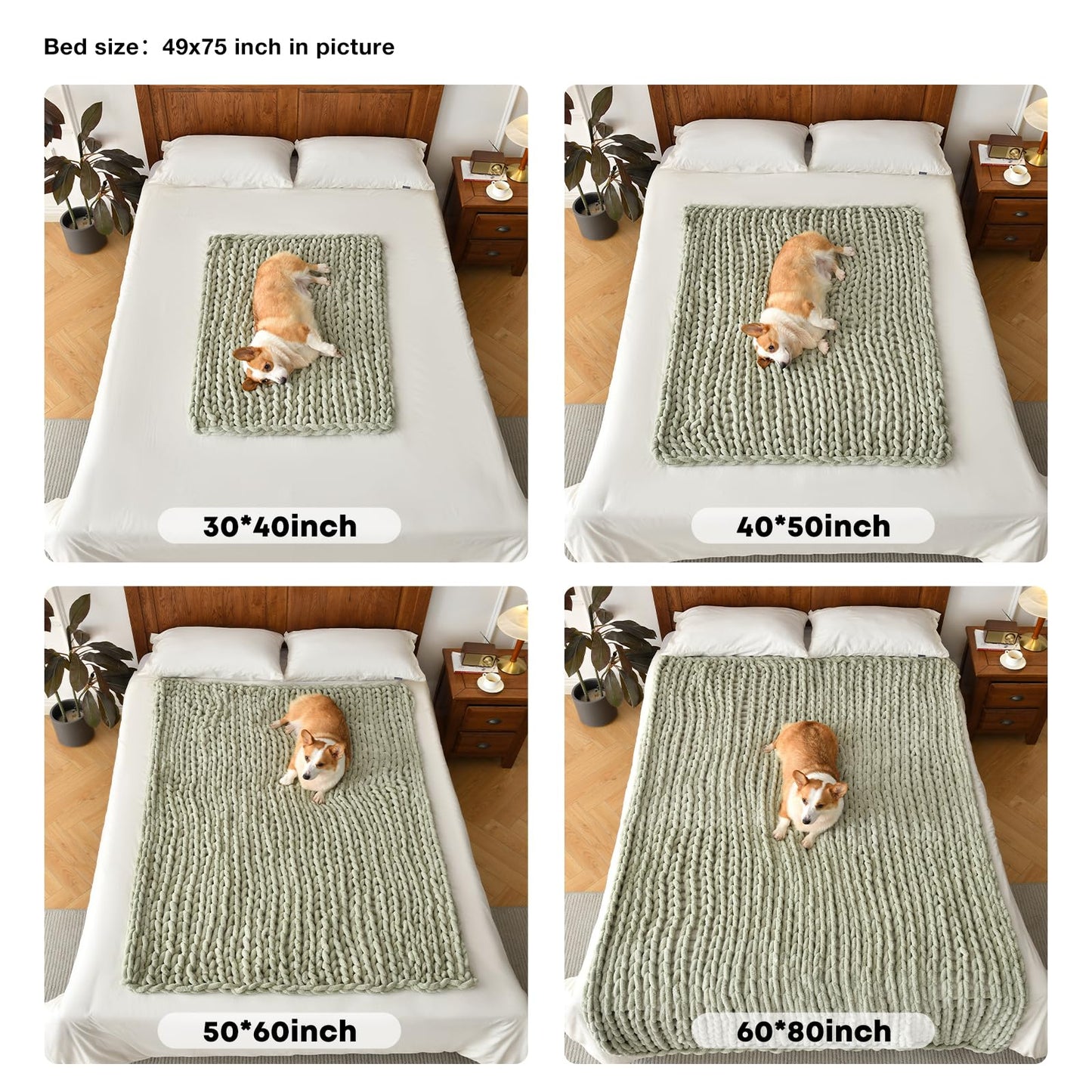 Feabuccy Soft Chunky Knit Blanket, 50X60 in Handmade Thick Chenille Yarn Throw Without Shedding & Raveling, Aesthetic & Cozy Home Decor with Couch Sofa Bed, Gift Pack, Ivory White