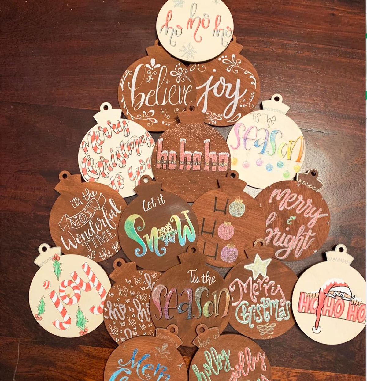 FCDECOR 4.9" 100PCS Christmas Wooden Ornaments Unfinished, DIY Christmas Crafts for Kids Wood Slices DIY Crafts Supplies for Girls Adults, Xmas Ornaments Holiday Decoration