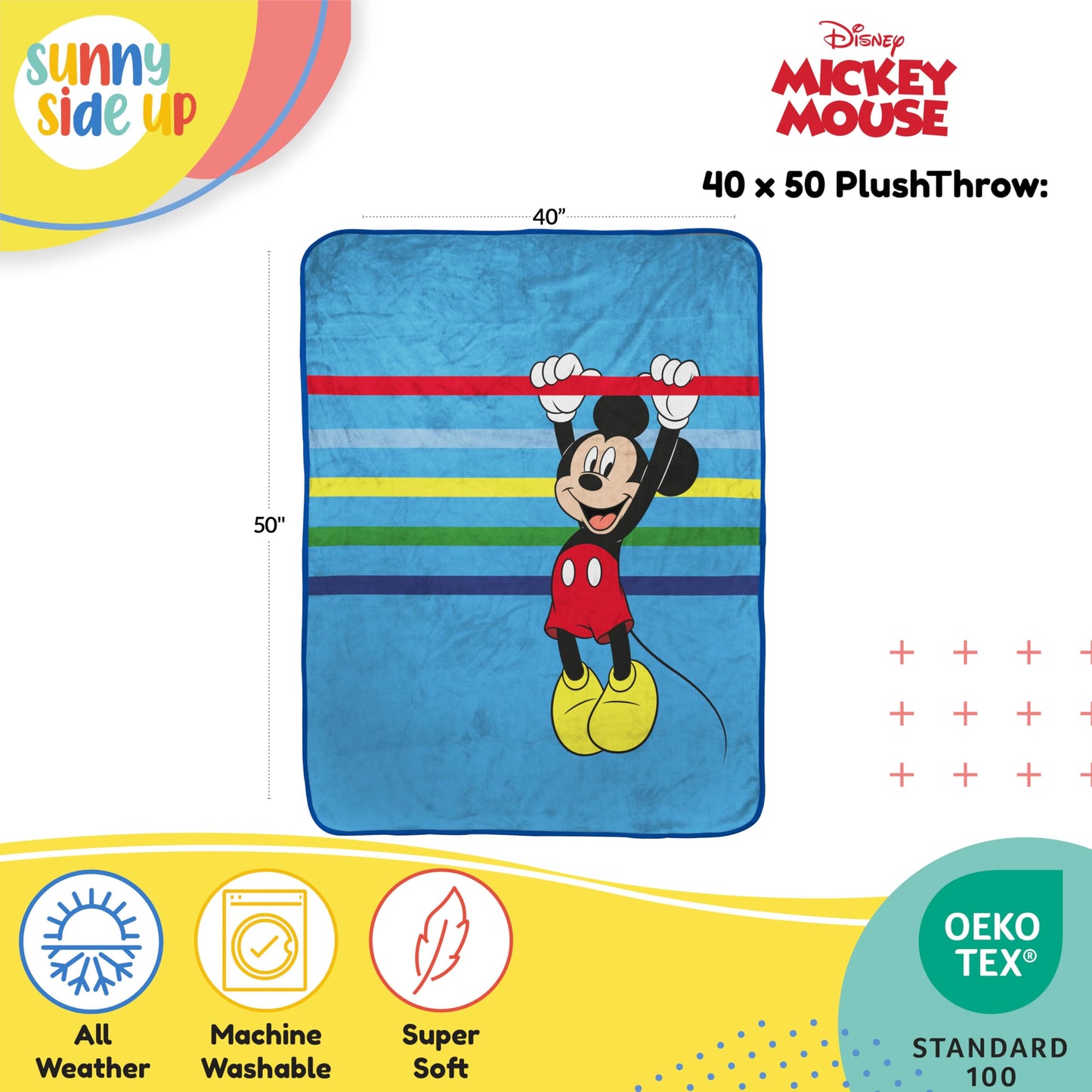 Disney Mickey Mouse Plush Travel Throw Blanket - Measures 40 x 50 Inches - Super Soft & Cozy Travel Accessories