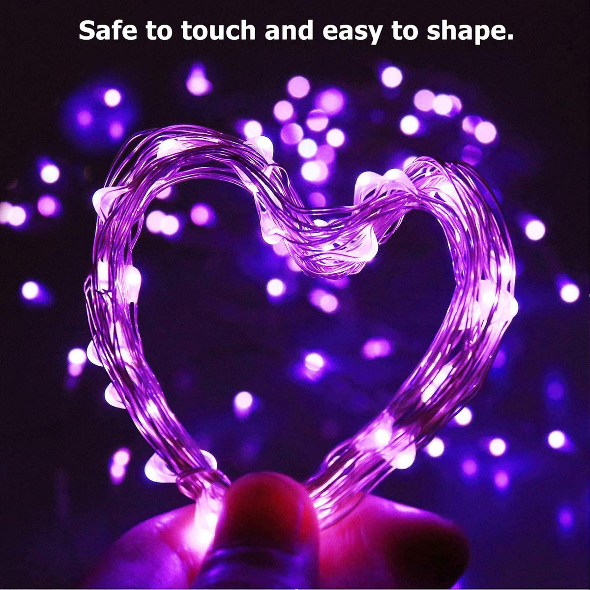 RUICHEN Dimmable Purple Fairy Lights Plug in, 33 Ft 100 LED Twinkle String Lights with Remote, Waterproof Silver Wire Lights for Christmas Halloween Party Bedroom Patio Garden