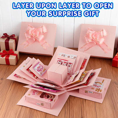 Making gift-giving even more memorable: Creative Explosion gift box, Surprise gift box explosion, Surprise box, Gift wrap box. 5-Layer DIY gifts, A Fun & Thoughtful & Meaningful gift for kids, man, women. (Pink)