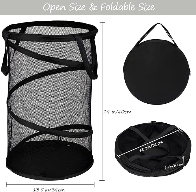 BATTOO 2 Pack Large Collapsible Laundry Basket Foldable Mesh Pop Up Hamper