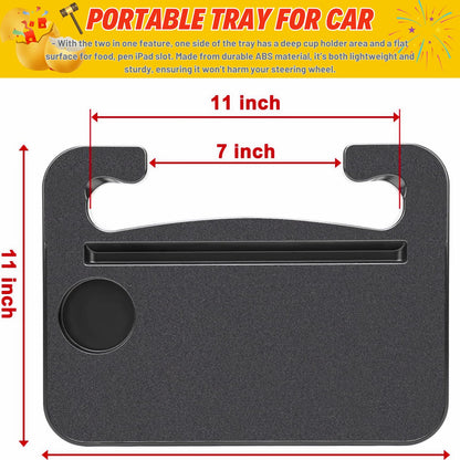 Qlhshop 2-in-1 Steering Wheel Desk - Steering Wheel Tray Table with Seat Gap Filler Organizer | Car Food Tray for Driver | Car Desk for Laptop & Eating - Work Road Trip Essentials Accessories