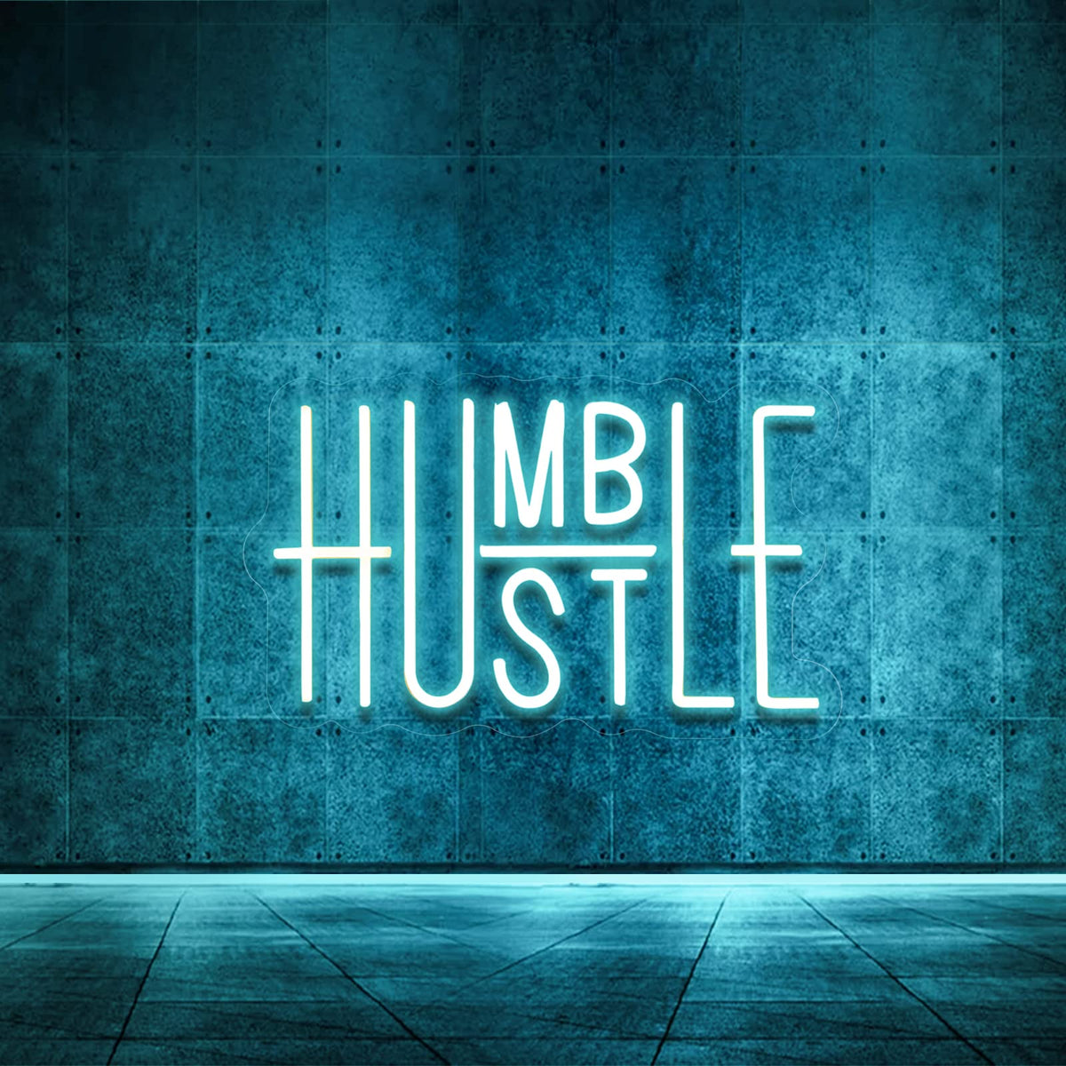 Hustle Words LED Neon Lights Party Decorations, USB Powered Switch LED Neon Lights Brightness Adjustable for Office Room, Gym Room, Man Cave, Gamer Room Decor (Blue)