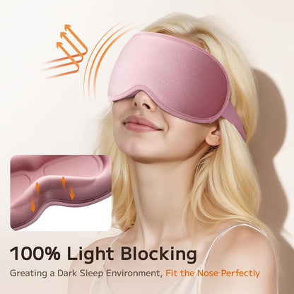 Perfect Weighted Sleep Mask for Falling Asleep Faster - 100% Blackout Eye Masks for Sleep - Zero Eye Pressure 3D Sleep Masks for Women Men, Airplane Travel Essentials, Memory Foam, Black Pink