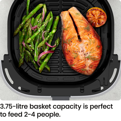 Chefman Air Fryer – 3.75L Compact Airfryer for Quick, Easy Meals, Features Hi-Fry Technology for Extra Crisp, Easy-View Window, Touch Controls with 4 Presets, Nonstick & Dishwasher Safe Basket - Black