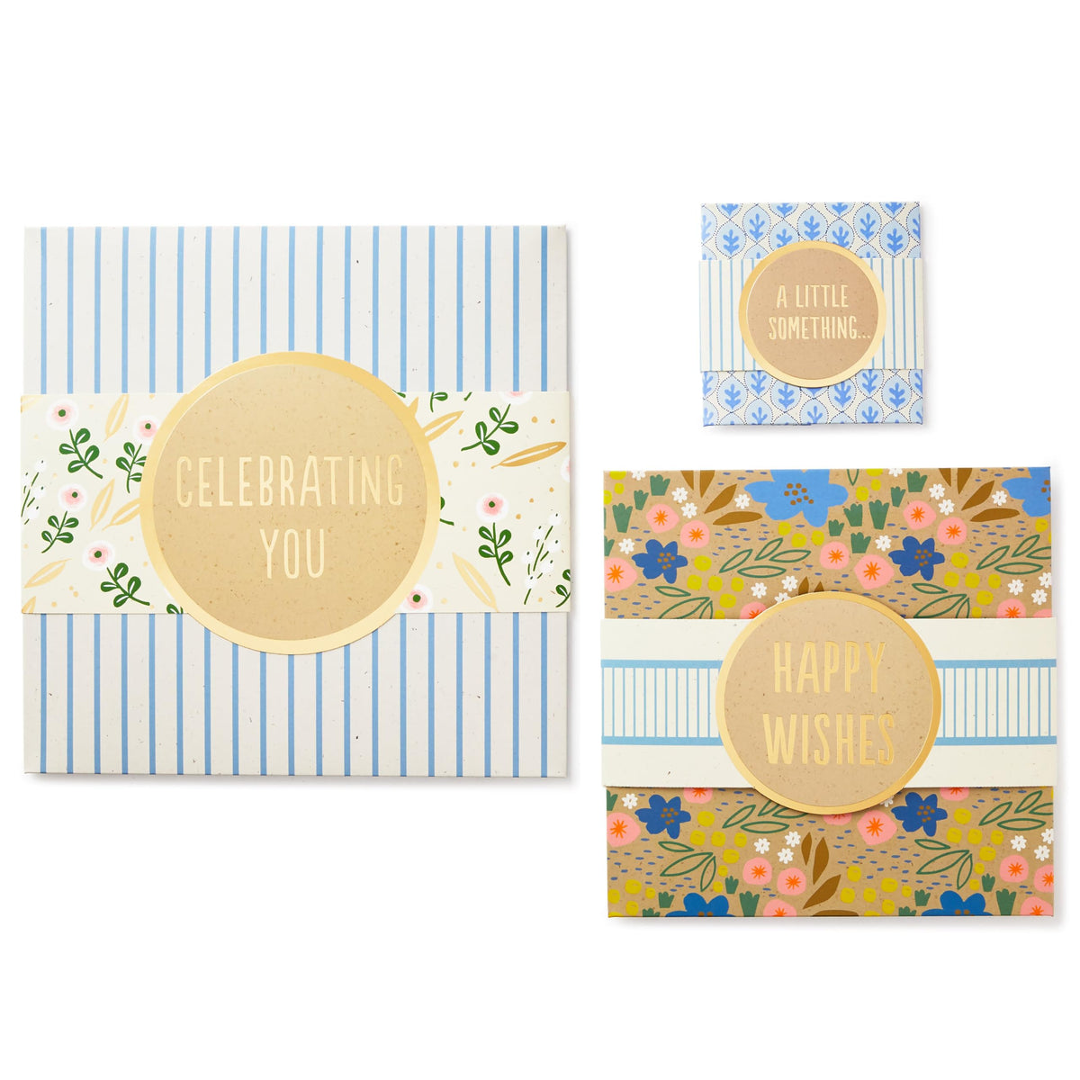 Hallmark Gift Boxes 3-Pack Assorted Sizes (Flowers and Stripes) for Valentine's Day, Birthdays, Bridal Showers, Mother's Day, Best Friends, Gifts for Her, Wrapped Treats and Cookies