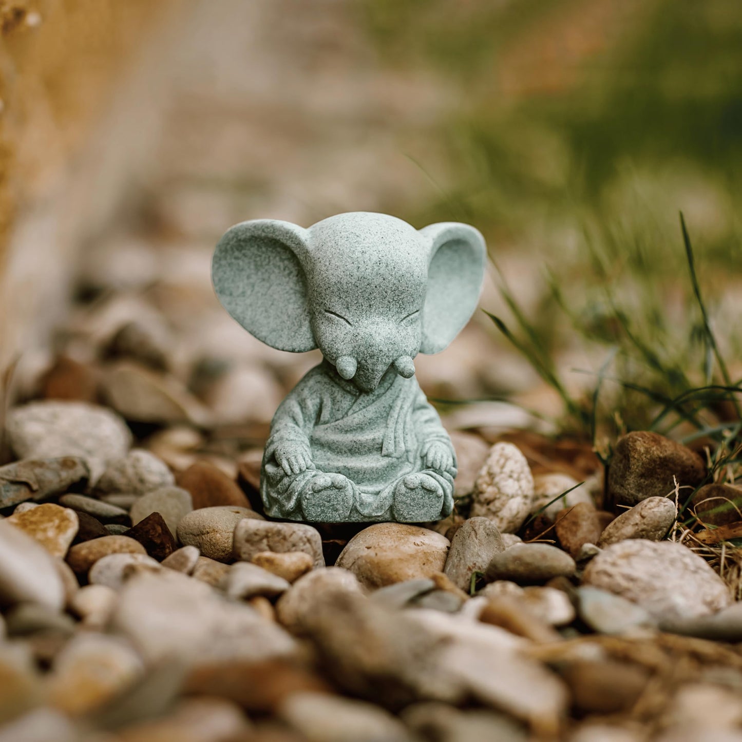 Adorable Sleeping Elephant Statue - Cute Meditating Sandstone Sculpture - Yoga Gift, Home Decor Figurine, Desk Decor (Ancient Sandstone)