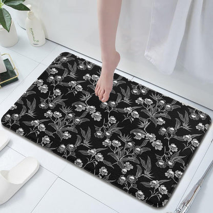 Twyt decor Skull Rose Goth Imitation Cashmere Bathroom Mat Rug- Rubber Non-Slip Super Absorbent Soft Thin Bathroom Rug for Tub Shower Sinks (17" W x 27" L)