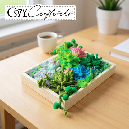 WeVeel Cozy Craftworks Chenille Stem Flower & Succulent Craft Kit for Adults – Create a Wildflower Bouquet and Succulent Box Garden – Relaxing DIY Botanical Arts & Crafts Set