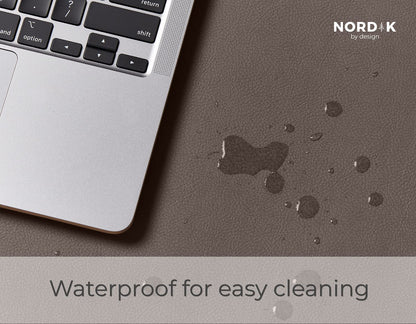 Nordik Cork Leather Desk Mat Cable Organizer - Gunmetal Grey 35 X 17 inch - Premium Extended Mouse Mat for Home Office Accessories - Non-Slip Vegan Leather Desk Pad Protector & Desk Blotter Pad