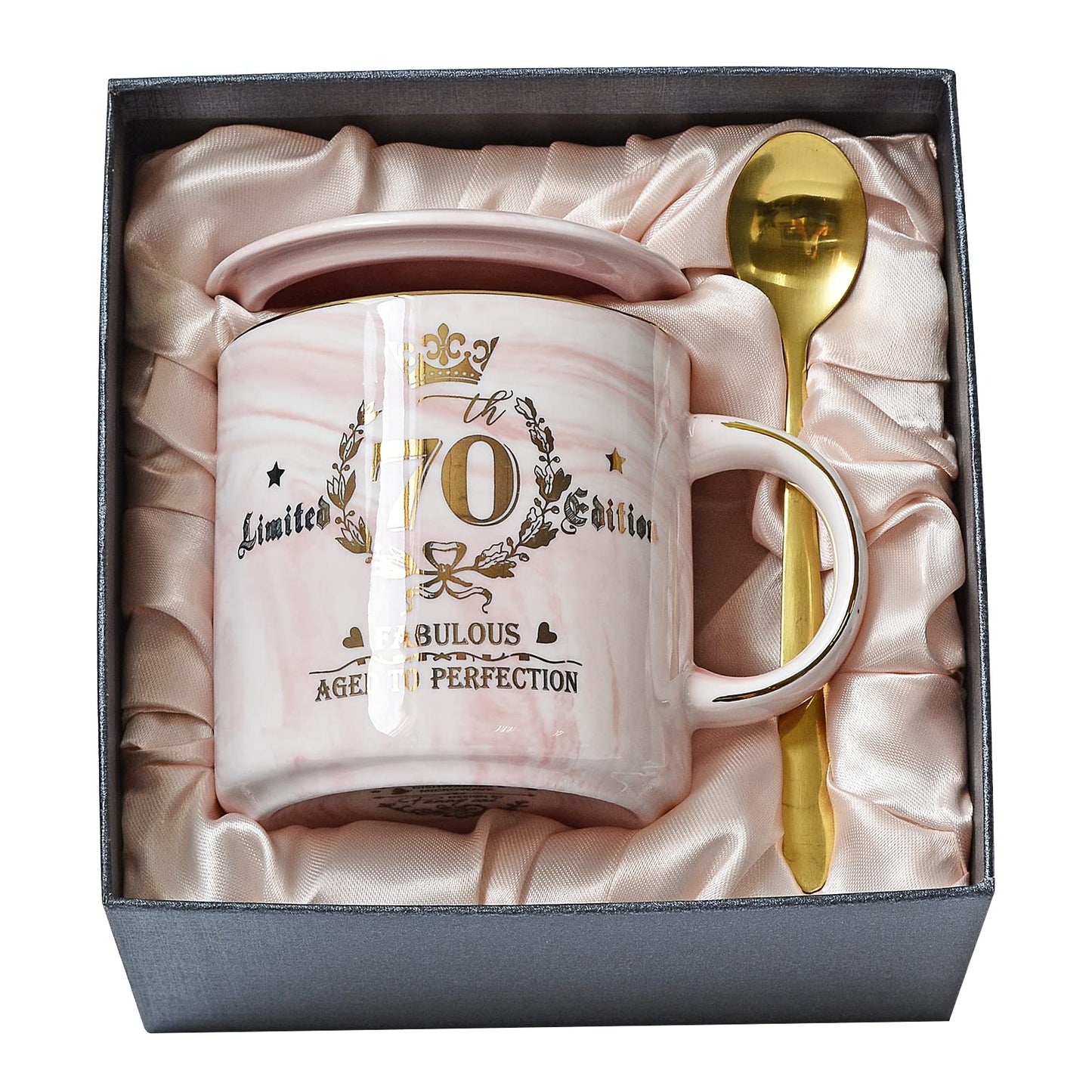 Best Friend Birthday Gifts for Women, Friendship Gifts for Women, Unique Birthday Valentines Day Gift Ideas for Her, Friends Female, Besties, BFF Ceramic Marble Coffee Mug Gift Box Printed Gold 14 oz