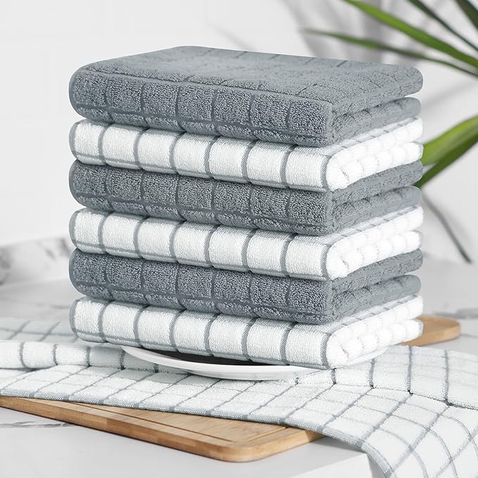 Homaxy Premium Cotton Kitchen Towels 16"x 28", Large Natural Ring Spun 390 GSM