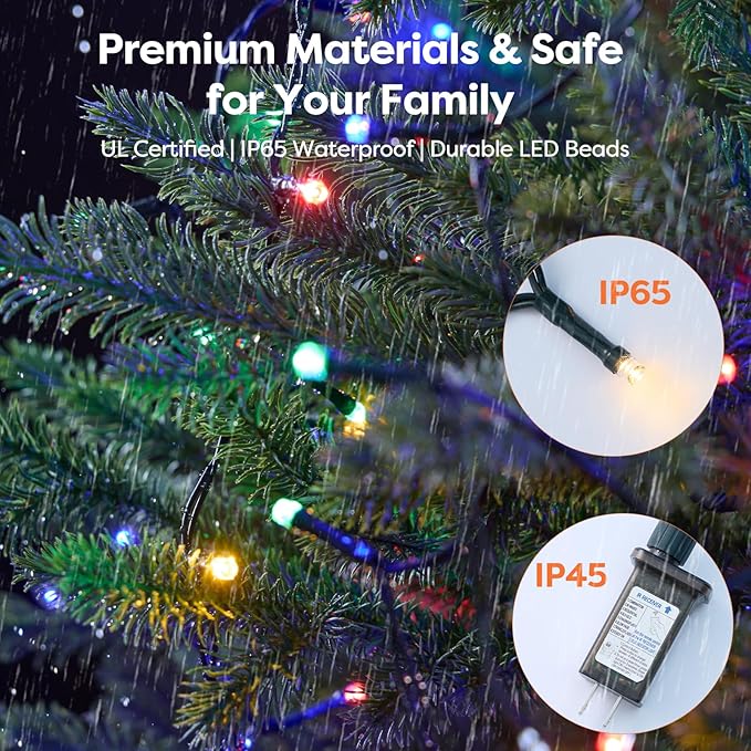 Christmas Tree Lights with Remote 280 LEDs Christmas Lights for Tree with 8 Lighting Modes, Timer and Memory Function, Indoor Outdoor String Lights for 4 ft-7 ft Xmas Tree Decorations(Multicolor)