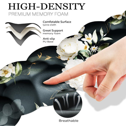 JIKIOU Cloud Wrist Rest Keyboard, Cloud Keyboard Wrist Pad Set with Comfortable Cloth, Cute Arm Rest for Palm Support, PC/Gaming Desk Accessories/Office Setup/Computer Hand Cushion Peony
