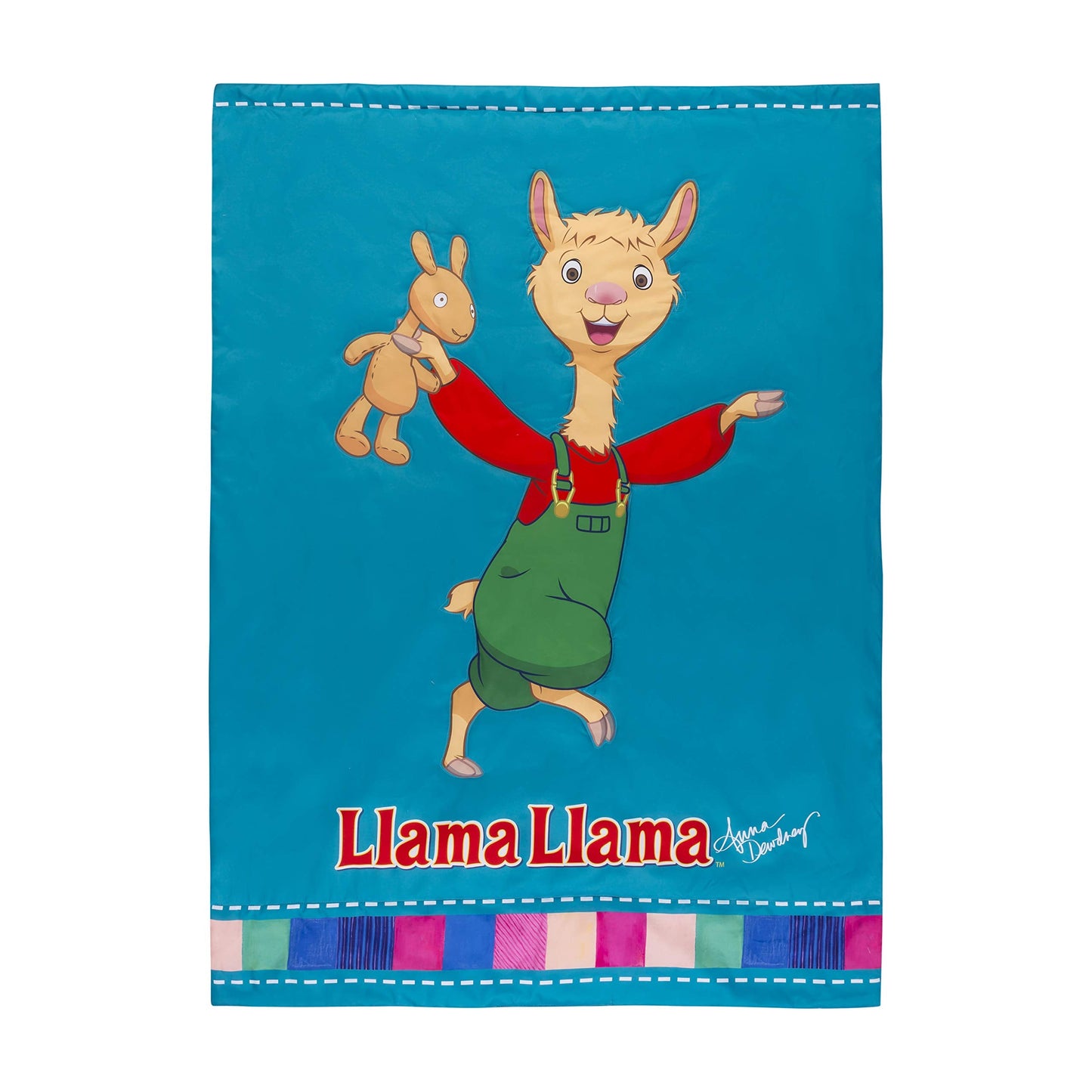 EVERYDAY KIDS Llama Llama 4 Pc Toddler Bedding Set with Comforter, Flat Sheet, Fitted Sheet and Pillowcase Bright Blue Toddler Bed Set Features Llama Llama and Friends