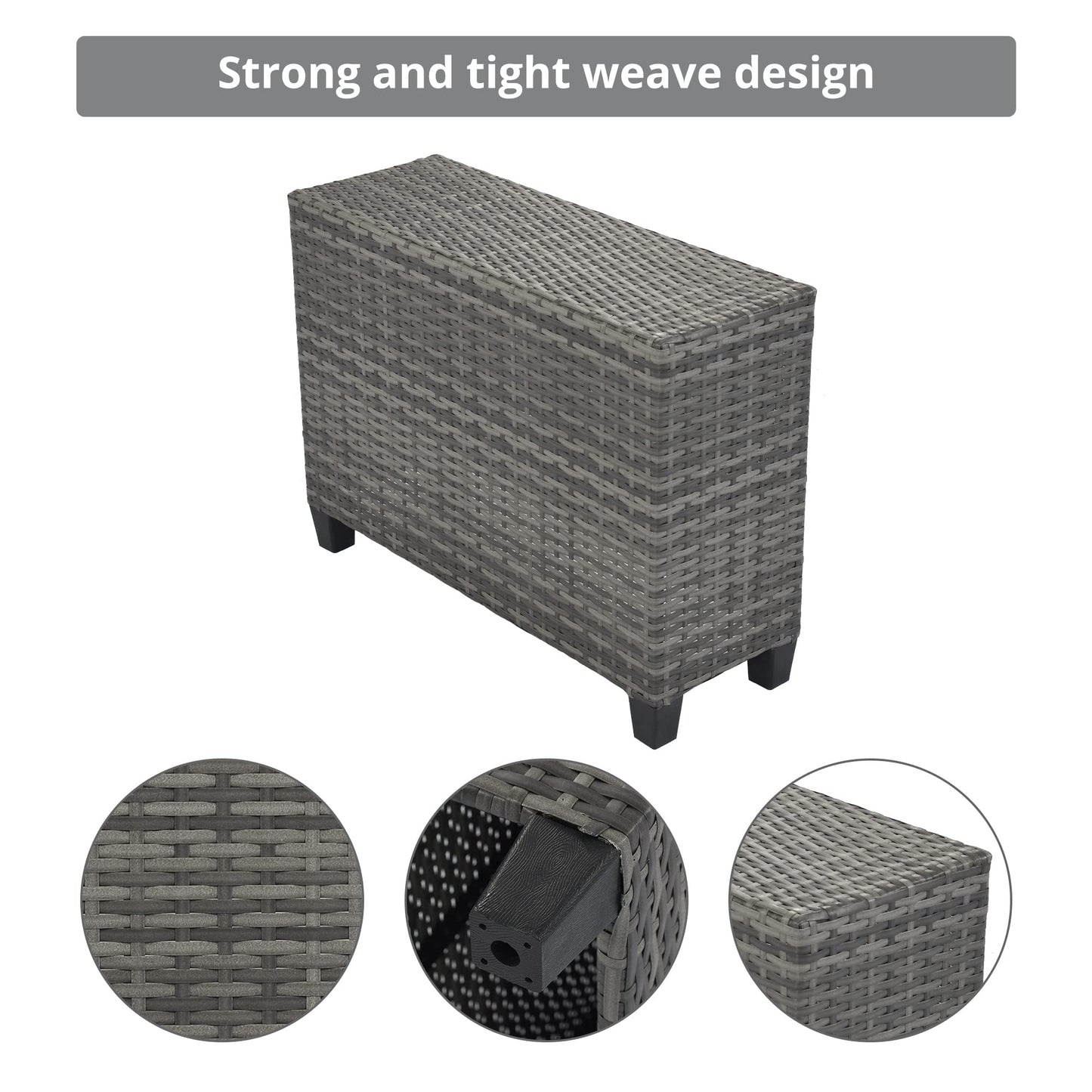 Merax 8-Pieces Outdoor Wicker Round Sectional Curved Sofa Set with Rectangular Coffee Table, PE Rattan Water-Resistant and UV Protected, Movable Cushion, Half-Moon Style, Beige
