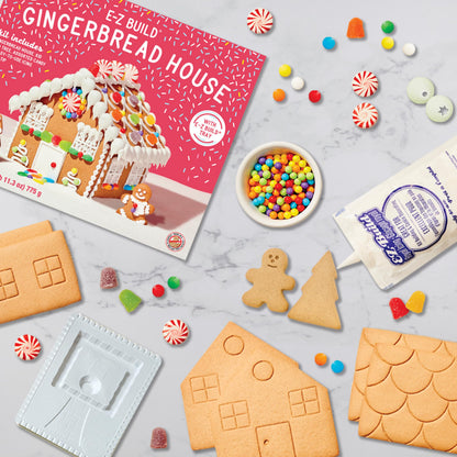 NABISCO Create-A-Treat E-Z Build Gingerbread House Decorating Kit, Holiday Gift, 27.3 oz + Bonus OREO Mini Cookie Snack Pack