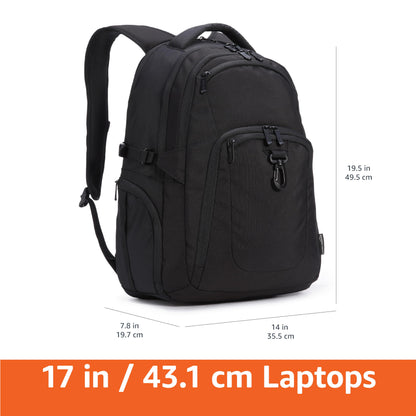 Amazon Basics Travel Laptop Backpack for 17 in / 43.1 cm Laptop, Black