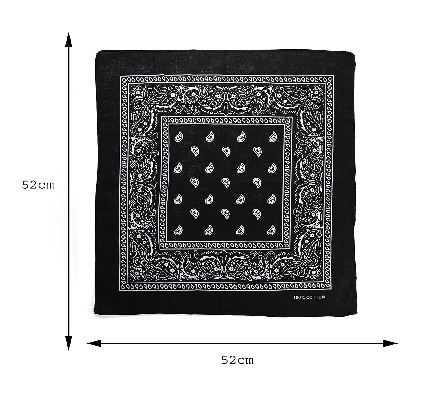 Black Paisley Bandana Head Scarf Headbands Handkerchief Cowboy Cotton Bib Party Face Covering Headwear For Motorcycling Mens Womens Unisex