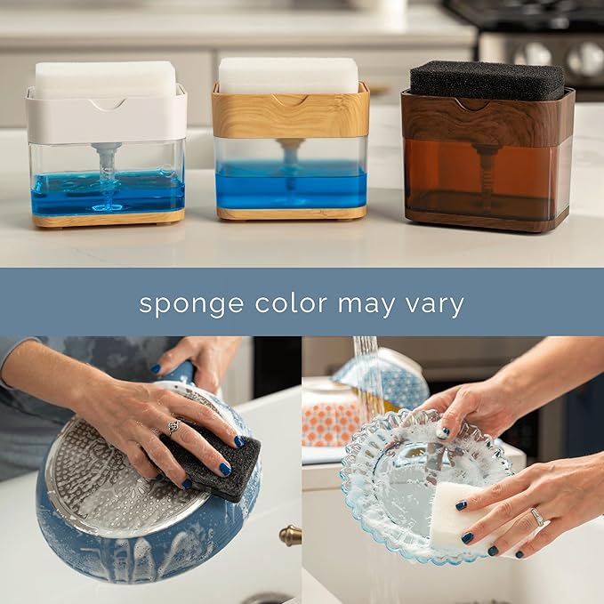 S&T INC. Dish Soap Dispenser and Sponge Holder