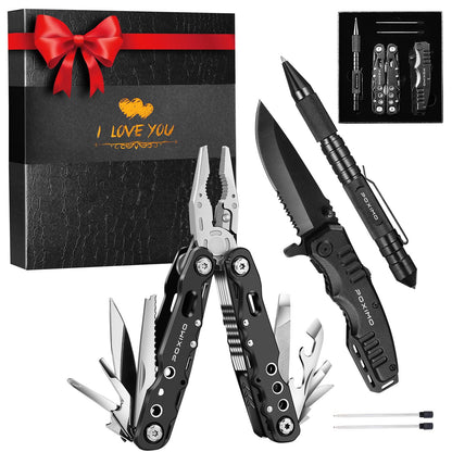 Multitools Gift Set "I LOVE YOU", Men Gifts 3 Items Pack with 14-In-1 Multi tool Pliers, Pocket Knife, Tactical Pen, Gifts for Men Women, Stocking Stuffers EDC, Survival Tools Set (I LOVE YOU)