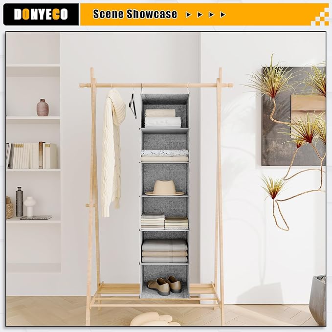 6-Shelf Hanging Storage Closet Organizer, Linen Rv Storage and Organization