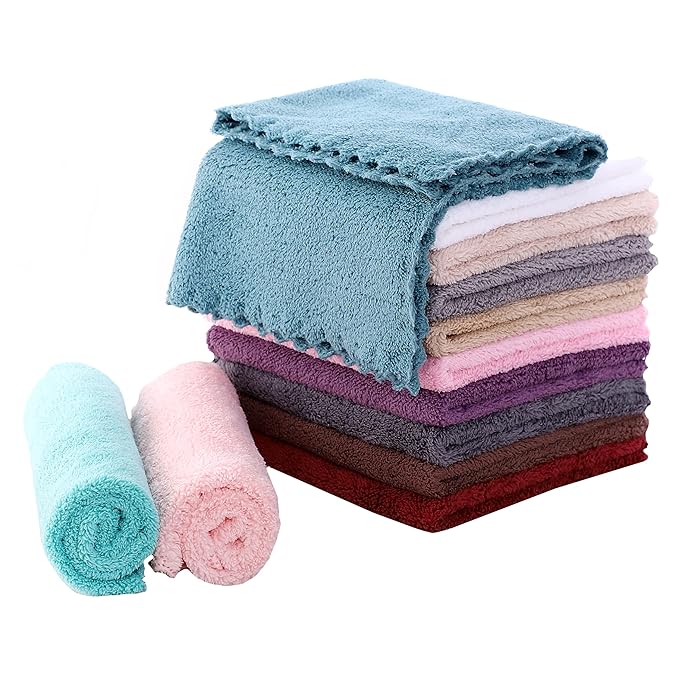 MOONQUEEN Microfiber Facial Cloths Fast Drying Washcloth 12 Pack