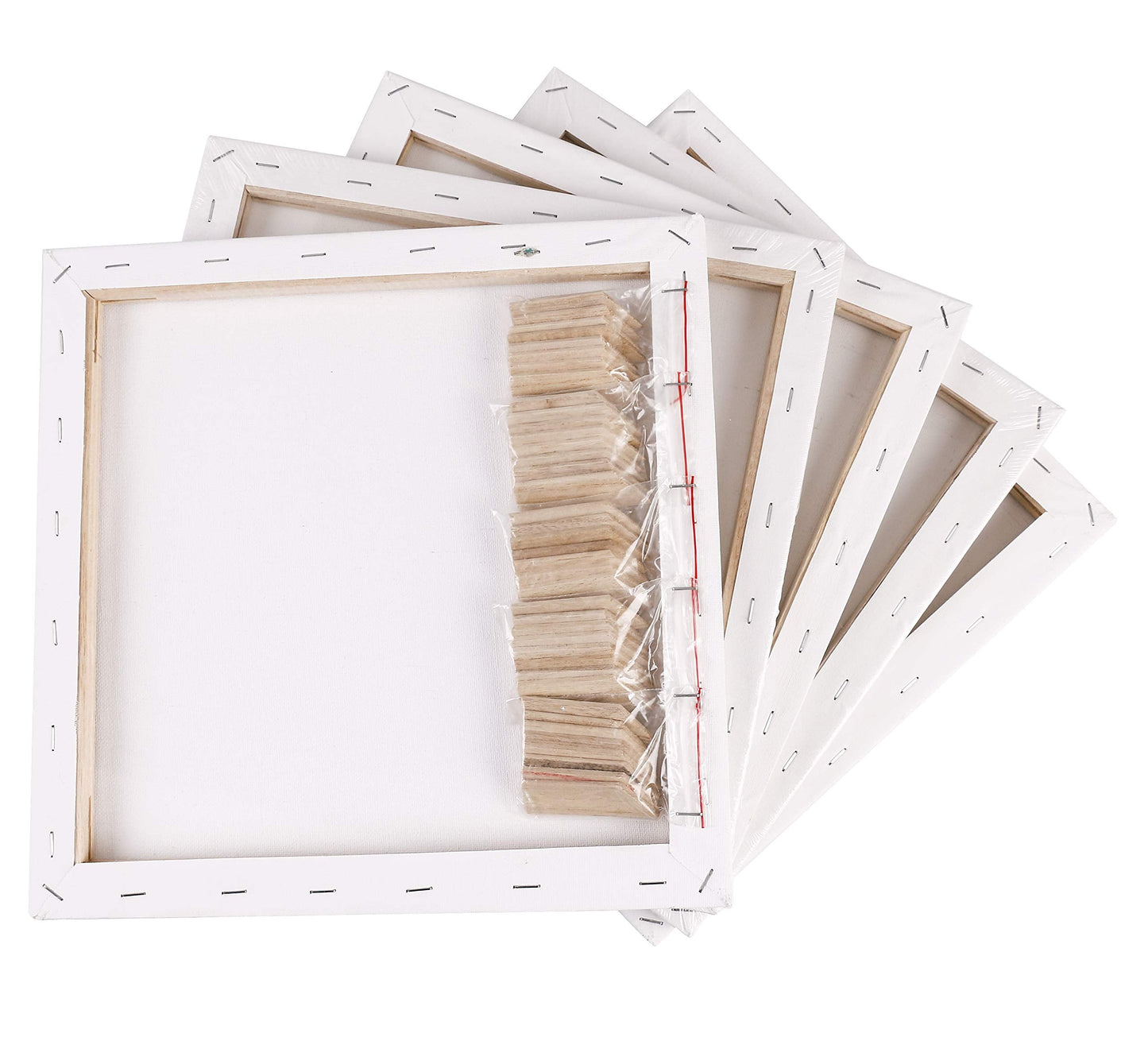 Exerz 30x30cm Framed Canvas 5pk - 1.7cm Pre-Stretched Canvas Artist Blank Square/ 280GSM 100% Cotton/Triple Primed/Acid Free/Medium Grain/Professional Acrylic Paint, Oil Paint