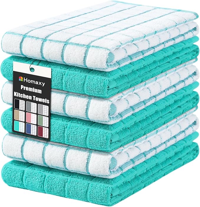 Homaxy Premium Cotton Kitchen Towels 16"x 28", Large Natural Ring Spun 390 GSM