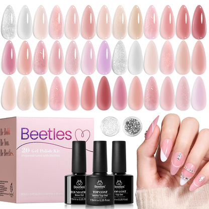 beetles Gel Polish 44pcs Fall Gel Nail Polish Set 36 Colors Brown Burgundy Red Blue Purple Orange Green Black Nude White with Base Top Coat UV LED Needed Salon DIY at Home Gift for Women Colorful Muse