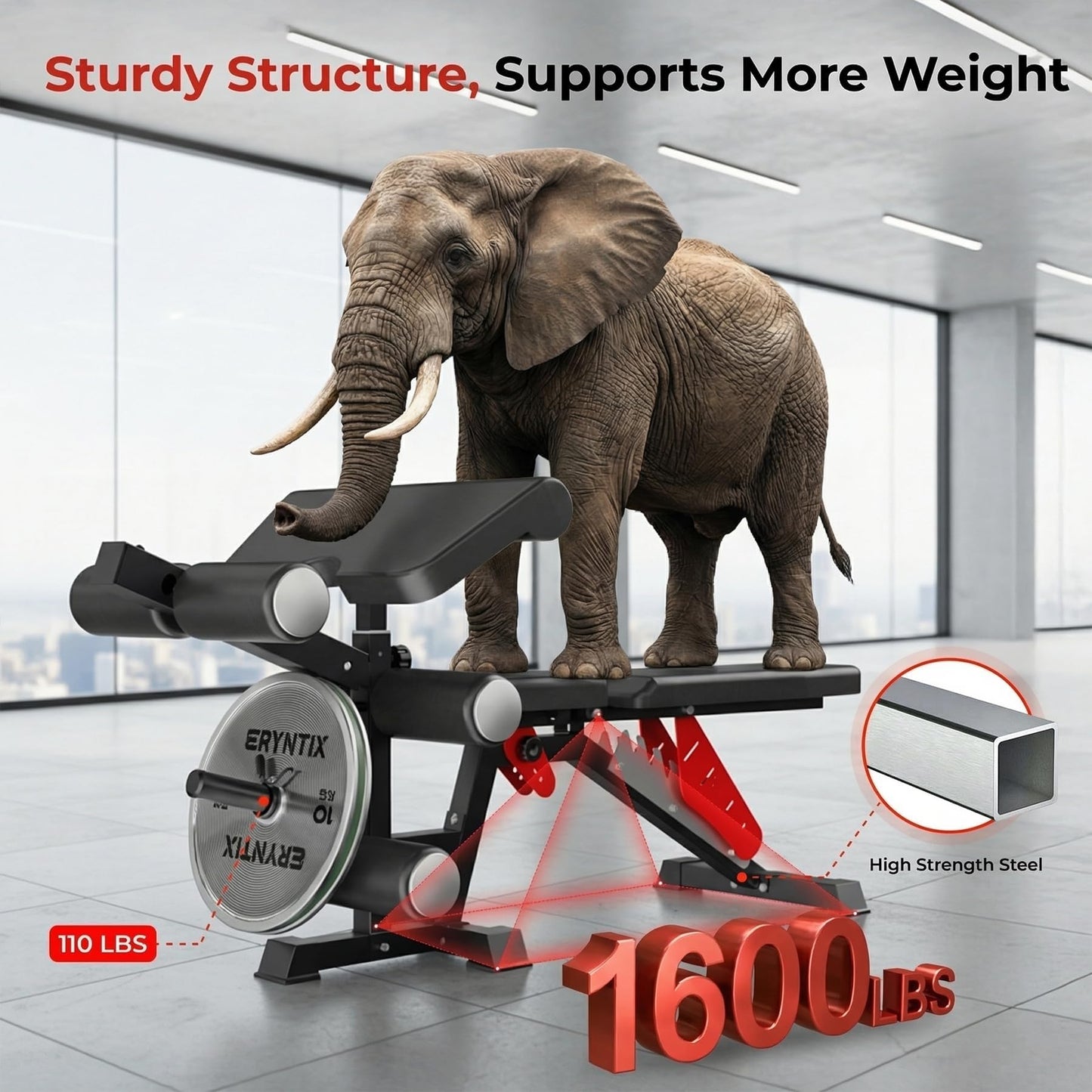 Eryntix Adjustable Leg Extension and Curl Machine, Foldable Pro Heavy-Duty Weight Bench, 1600LBS Workout Bench, 21-Position Multifunctional Weight Benchs, Iscc Plus Certified for Home Gym(M1 Pro)
