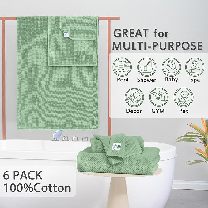 VOOVA & MOVAS Green Towels for Bathroom