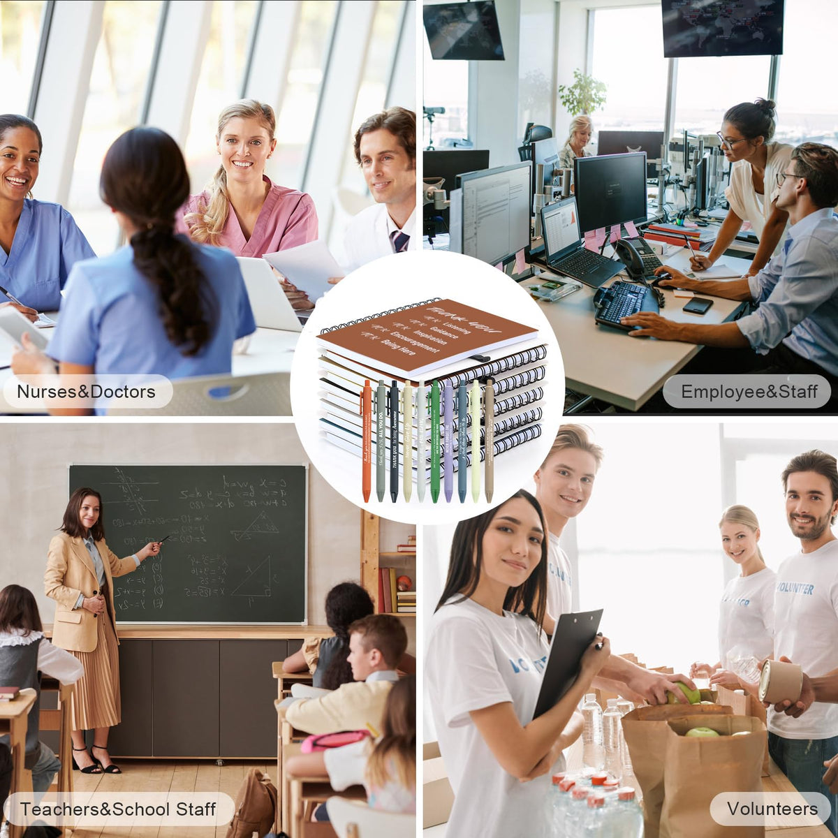 10 Sets/20 Pcs Employee Appreciation Gifts Bulk – Inspirational Notebooks with Motivational Pens, Small Notepads for Coworkers, Office Staff, Team, Volunteer, Nurse, Teachers, Housekeeping (Boho)