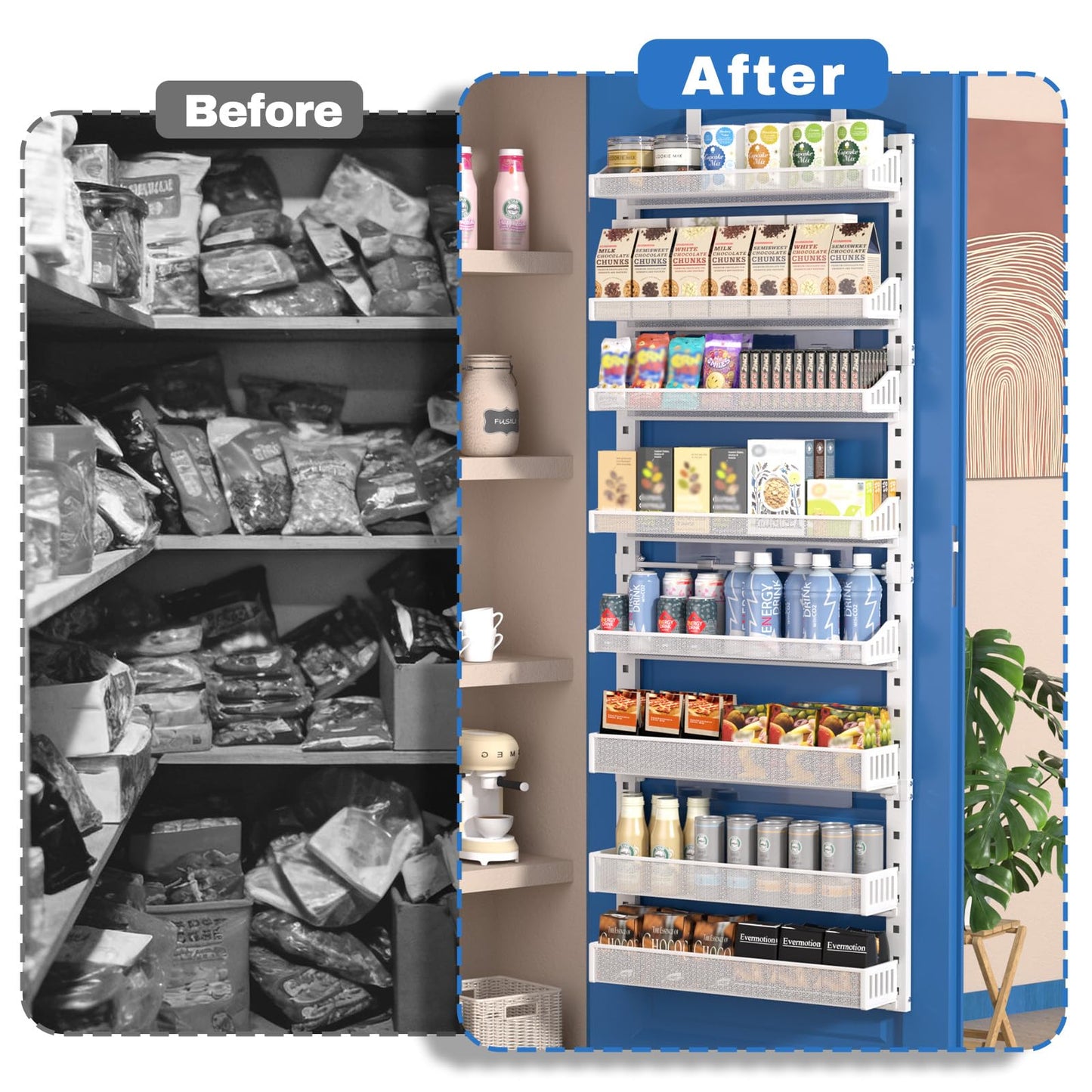 coobest 8-Tier Over the door Spice Rack Organizer, Large Heavy Duty Metal Wall Mount or Over The Door, 2 in 1 Rust-Proof Hanging Storage Shelf for Kitchen Pantry, Bathroom, Laundry Room, Closet