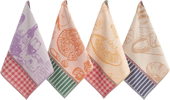sea me at home 100% Cotton French Jacquard Kitchen Tea Towel Set of 4