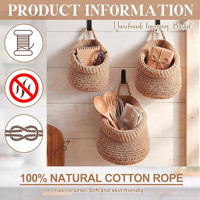Honeydak Boho Decor Hanging Wall Baskets