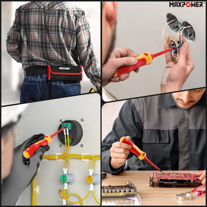 MAXPOWER 12 Piece Insulated Electricians Screwdriver Set with Rubber Handle, Magnetic Tips | 1000V | Ideal for Electrical, Home and DIY Projects